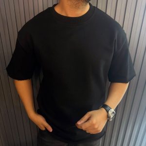 دورس ساده سه نخ بیسیک آستین سه ربع - مشکی