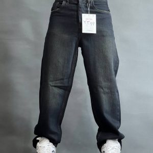 شلوار جین نیم بگ دارای رنگ بندی